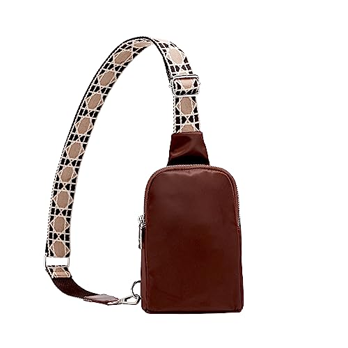 Nylon Crossbody Sling Bags for Women Small Cross Body Fanny Pack - color: Coffee Dark