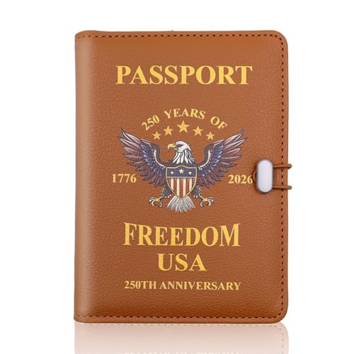 Melsbrinna Premium Leather Passport Holder Covers Case, Waterproof Rfid Blocking Travel Wallet Passport Holder with Pen Holder, Cute Passport Book for Women/Men - color: Brown