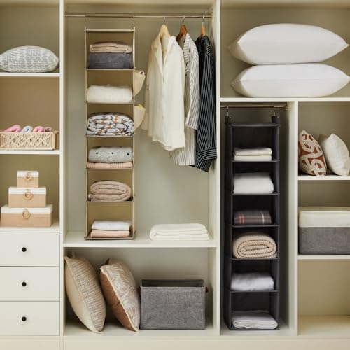 YOUDENOVA Hanging Closet Organizer and Storage, 6-Shelf, Beige - color: Beige