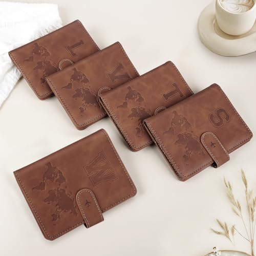 Passport Holder Wallet Cover Personalized Initial Travel Essentials - color: Brown, size: R