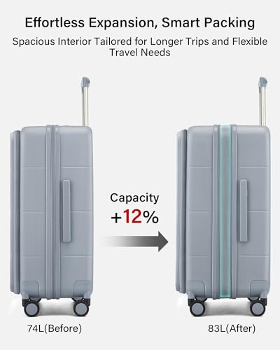Hanke Expandable Medium Checked Luggage, 24 Inch Top Opening Suitcase - color: Grey, size: 24 Inch EXT
