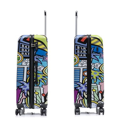InUSA Cities Print Luggage with Spinner Wheels | Durable Lightweight Hardside Suitcase | Travel Bag with Handle and Trolley | (20in, 24in, 28in) 3 Piece Set - color: Cities, size: 3 Piece Set (20/24/28)