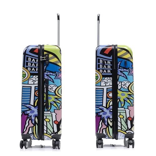 InUSA Cities Print Luggage with Spinner Wheels | Durable Lightweight Hardside Suitcase | Travel Bag with Handle and Trolley | (20in, 24in, 28in) 3 Piece Set - color: Cities, size: 3 Piece Set (20/24/28)