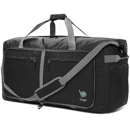 Bago Travel Duffle Bag for Women & Men. Extra Large Foldable Duffel Bags - color: Black, size: 120L