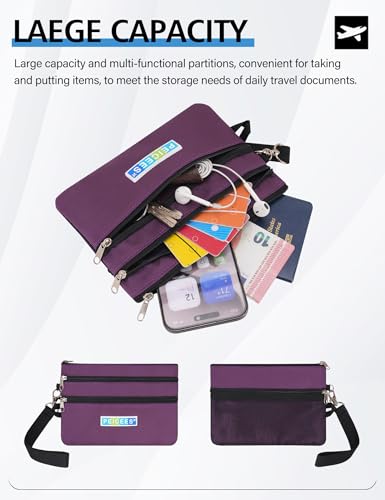 Peicees World Travel Essentials Currency and Passport Organizers Cash Cards Tickets Holder RFID Blocking Wallet, Purple - color: Purple