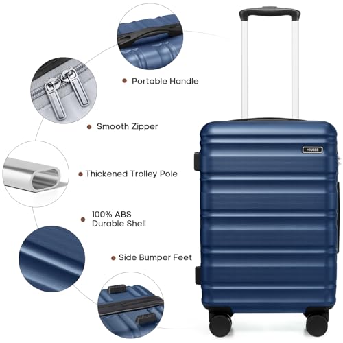 7 Piece luggage sets with YKK Zipper 20/24/28" with Backpack - color: Navy Blue, size: 7 piece set (20/24/28inch)