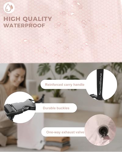 Travel Laundry Bags, Pump-Free Compression Dirty Clothes Bag - color: Pink, size: 23" L × 17" W × 6.5" H
