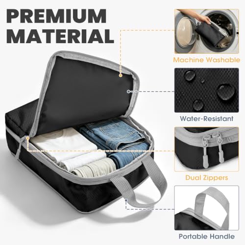 6-Set Compression Packing Cubes for Travel - color: Black, size: 6-Set