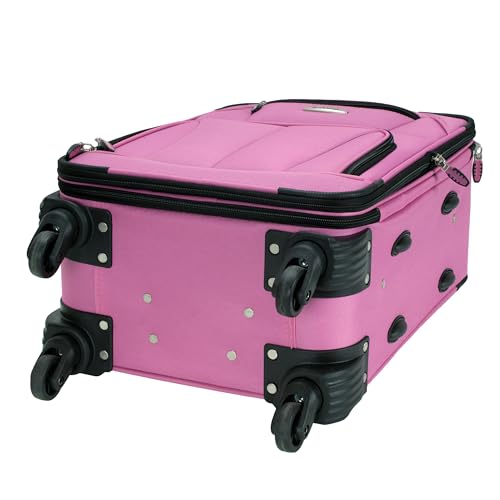 Rockland Pasadena Expandable Spinner Carry-on 19", Pink - color: Pink