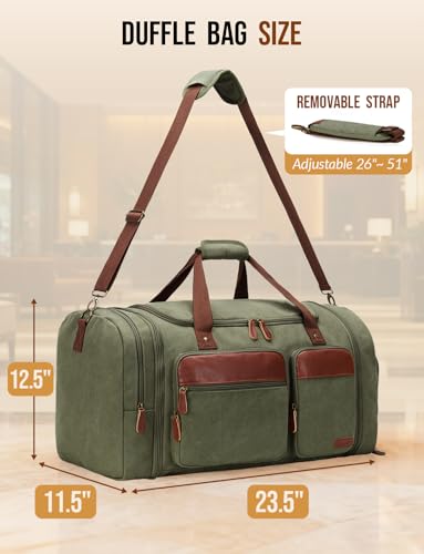 Canvas Duffle Bag for Travel 65L Expandable, Army Green - color: Army Green, size: Extra Large 65 L