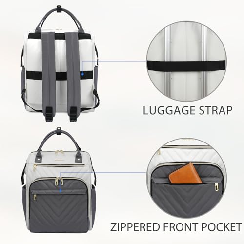 VANKEAN 15.6 Inch Laptop Backpack for Women Large Capacity - color: Beige-grey, size: 15.6 Inch