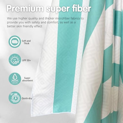 2 Pack Microfiber Beach Towel, 75'' x 35'' Quick Dry Beach Towel | Extra Large Beach Towel, Sand-Free Pool & Travel Towels for Adults, Soft Breathable and Lightweight - color: 2 Pack- Blue Green