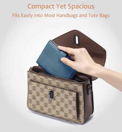 Leather RFID Blocking Slim Passport Holder for Travel Women - color: Denim Blue