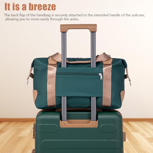 Cobens Luggage Sets 5 Piece, Suitcase with Wheels, 20/24/28inch, DarkGreen - color: DarkGreen