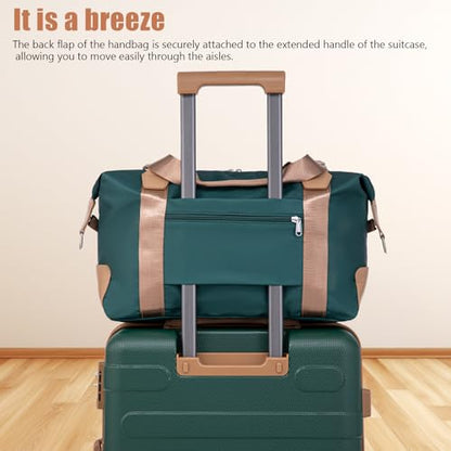 Cobens Luggage Sets 5 Piece, Suitcase with Wheels, 20/24/28inch, DarkGreen - color: DarkGreen