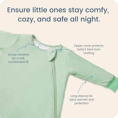 1.0 TOG Long Sleeve Sleep Sack, Baby Wearable Blanket 2-Way Zipper - color: Cloud, size: 6-18 Months