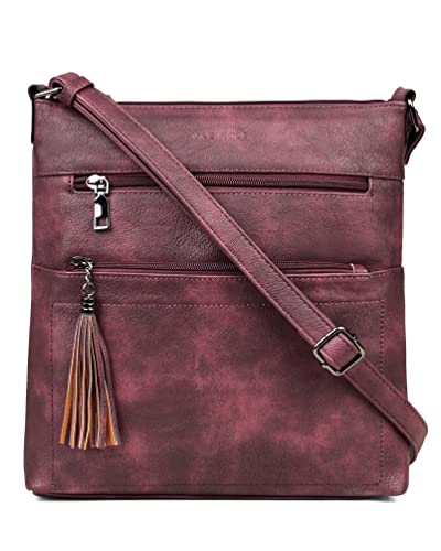 MASINTOR Crossbody Purses for Women, Multi Pocket Crossbody Bag - color: Burgundy