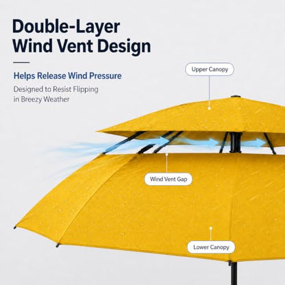 Windproof Travel Umbrella Premium Auto Folding Umbrella for Rain and Sun - color: yellow
