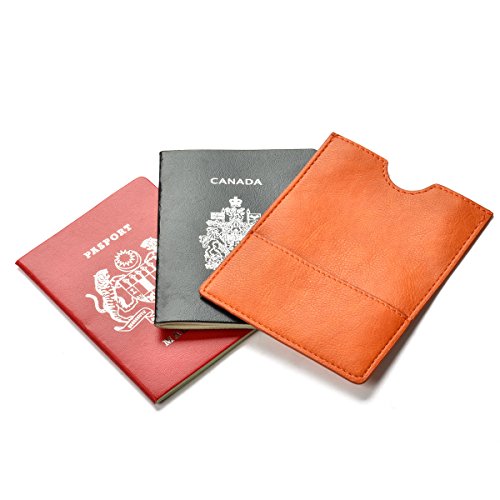 XEYOU Passport Holder Sleeve Case Travel Passport Pouch Wallet - color: Orange