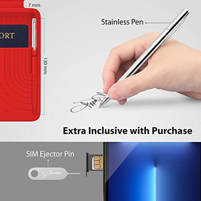 Bone Lanyard Passport Holder, Passport Cover with Travel Gadget Set & Card Slots, Duel-Sided Passport Wallet with Leather & Premium Silicone (Blue) - color: Blue