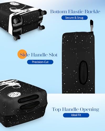 Slohif Luggage Cover for Suitcase Tsa Approved Protector - Luggage Sleeve Large Suit Case Cover Travel Stretch Baggage Case Protective Washable Fit 24-27 Inch Astronaut M - size: Medium (24-27 inches), style: Astronaut