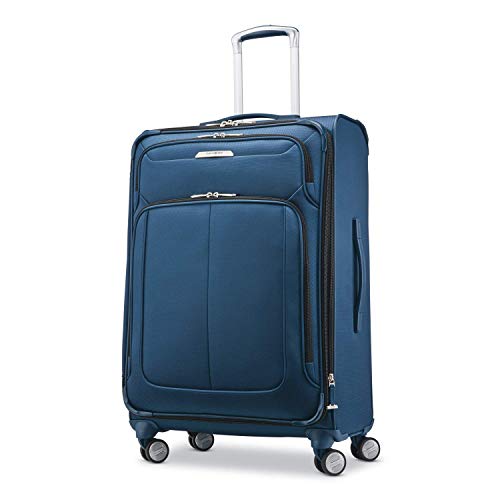 Samsonite Solyte DLX Softside Expandable Luggage with Spinner Wheels, Mediterranean Blue, Checked-Medium 25-Inch - color: Mediterranean Blue, size: Checked-Medium 25-Inch