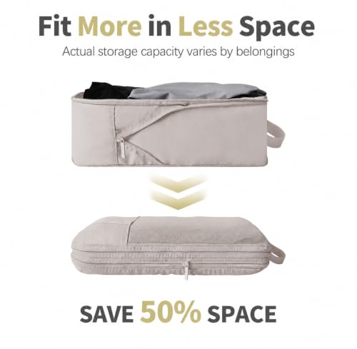 6 Set Compression Packing Cubes, Expandable Luggage Organizer Bags for Travel Essentials (6D-Light brown) - color: 6D-Light brown