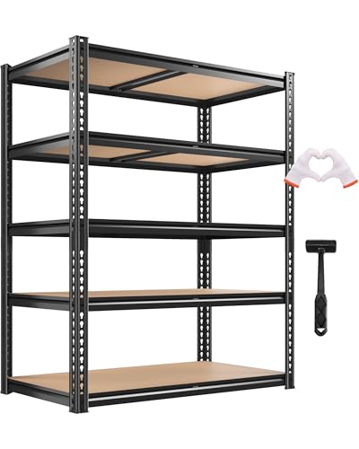 CypBed Garage Shelving Unit,5 Tier, 35.54" W x 16" D x 72" H,Black - size: 72" H x 35.6" W x 16"D