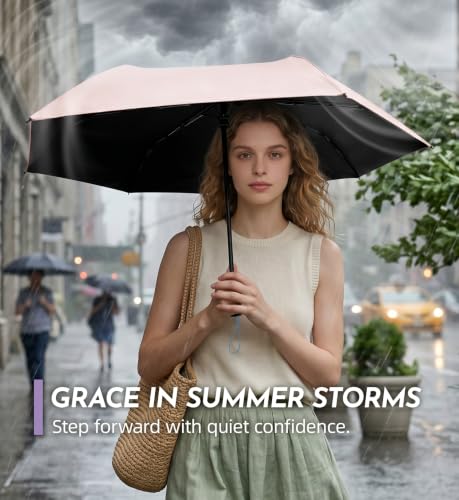 Windproof Travel Umbrella for Rain - 43" Compact Folding Umbrella, Reinforced Strong Frame, Lightweight Portable Parasol with UPF 100+ UV Sun Protection, Cruise Ship Essentials - color: 1-Grape