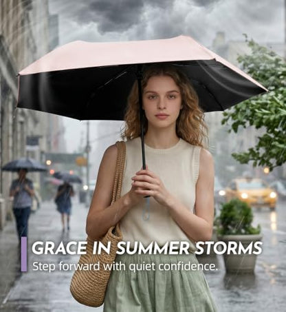 Windproof Travel Umbrella for Rain - 43" Compact Folding Umbrella, Reinforced Strong Frame, Lightweight Portable Parasol with UPF 100+ UV Sun Protection, Cruise Ship Essentials - color: 1-Grape