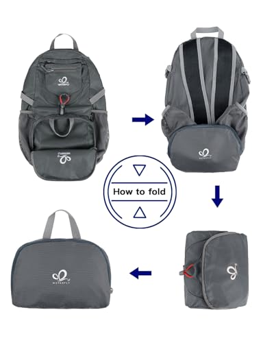 WATERFLY Small Lightweight Packable Backpack: 20l Hiking Daypack Man Woman - color: Gray