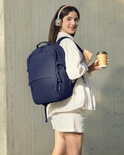 LOVEVOOK Laptop Backpack Women with Tumbler Holder, Work Travel Backpack - color: Dark Blue, size: 15.6 Inch