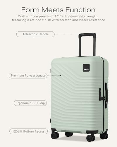 Coolife Luggage, Lightweight PC Hardside Suitcase, Checked-Medium 24-Inch - color: Light Green, size: Checked-Medium 24-Inch