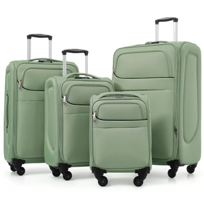 Luggage Set,Softside Polyestey with front pockets,4 Piece - color: Light Green