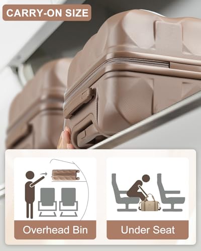 Somago Luggage Sets 5 Piece Hardside 20"/24"/28" with Duffle Toiletry Pouch - color: Khaki, size: 5 Piece Set
