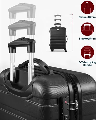 Suitour Luggage Sets 3 piece, Hardside Lightweight Suitcase sets with Spinner Wheels,TSA Lock,20/24/28 inches Travel Luggage Black - color: Black, size: 3-Piece Set (20/24/28)