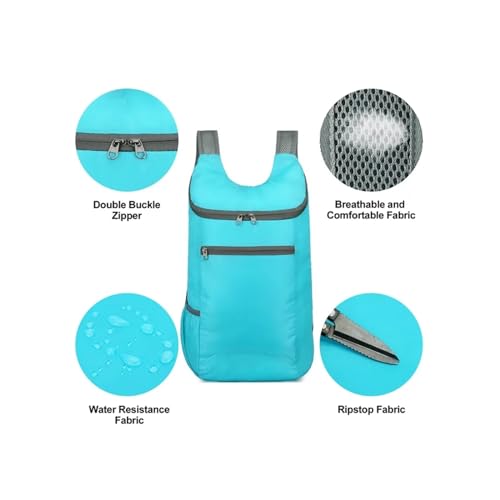 Foldable Backpack,20L Lightweight Travel Bag (Lake blue) - color: Lake Blue