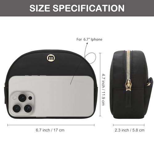 Small Travel Makeup Bag, Nylon Cosmetic Toiletry Organizer Pouch (black) - color: black
