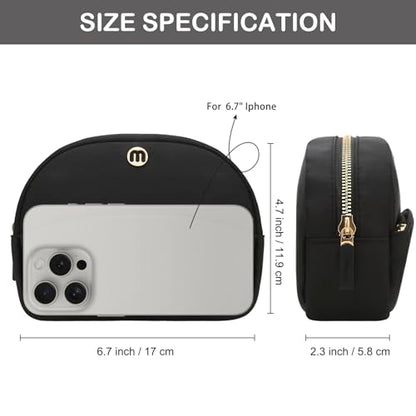 Small Travel Makeup Bag, Nylon Cosmetic Toiletry Organizer Pouch (black) - color: black
