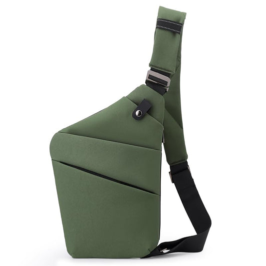 Anti Theft Travel Bag Sling Cross-body Bag Large Capacity | 5 pockets greater capacity;Anti-theft pocket on the back;Adjustable shoulder straps; Waterproof shape-retaining nylon fabric - color: Green, style: Right Shoulder