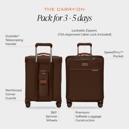 Briggs & Riley Baseline Global 21 Inch Softside Carry-On Spinner, Chocolate - color: Chocolate, size: 21" Carry-On