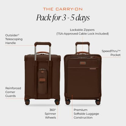 Briggs & Riley Baseline Global 21 Inch Softside Carry-On Spinner, Chocolate - color: Chocolate, size: 21" Carry-On