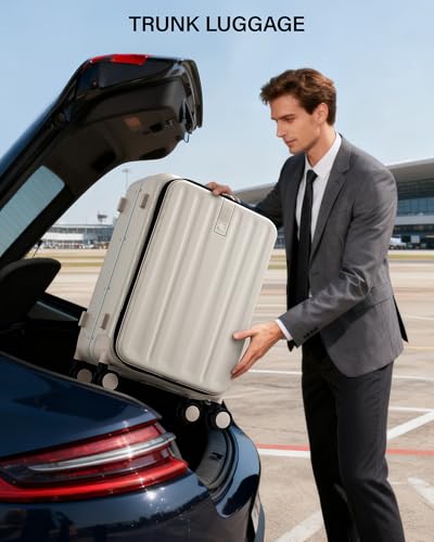 Hanke 16 Inch Small Carry On Luggage, Top Opening Aluminum Frame Suitcase - color: Ivory White, size: 16 Inch