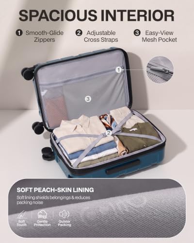 Coolife Carry On Luggage Hardside Suitcase with Spinner Wheels, 20in - color: Caribbean Blue-New2.0, size: Carry On(20in)