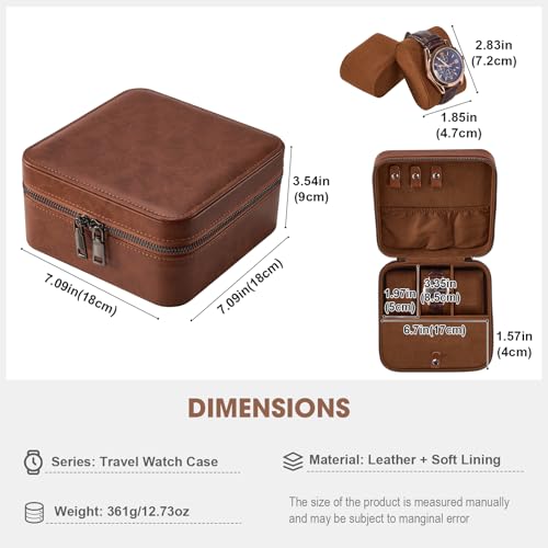 ProCase Travel Watch Case, 3 Slots Mens Jewelry Box -Lightbrown - color: Lightbrown, size: 3-Slot