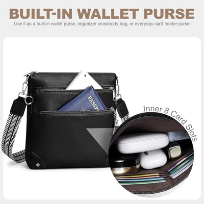 SYTRAH Anti Theft Crossbody Purse for Women, RFID Travel Shoulder Bag - color: Black