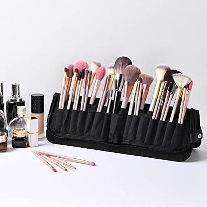 BYOOTIQUE Travel Makeup Brush Bag Foldable Holder Organizer Portable Artist - color: Classic Black