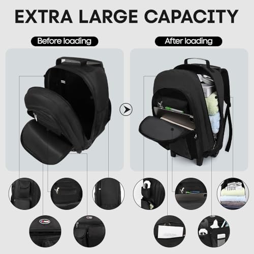 20" 2-in-1,Wheeled Travel Luggage Bag w/Telescopic Handle - color: JH-2560-Black-20