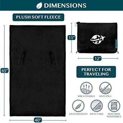 PAVILIA Compact 2-in-1 Travel Blanket Pillow for Airplane Flight, Black - color: Black