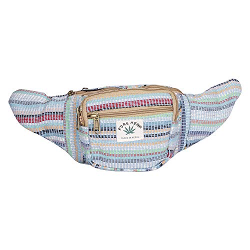 Su-Man Hemp Fanny Pack,Adjustable Waist and Multiple Pockets,Waist Bag & for all purpose - color: Sky Blue